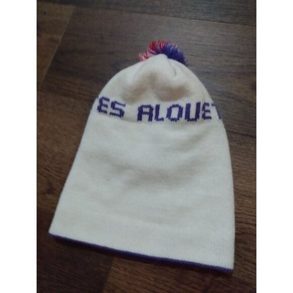 Vintage 80s Montreal Alouettes Beanie Hat Toque pom pom CFL - Picture 2 of 4